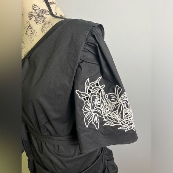 TANYA TAYLOR "Amber" Embroidered One Shoulder Mini Dress Plus Size 20 $495 - Picture 6 of 14